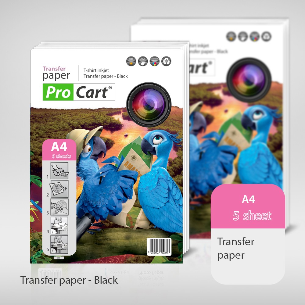 Hartie transfer termic A4 pentru tricouri negre - imagine 3